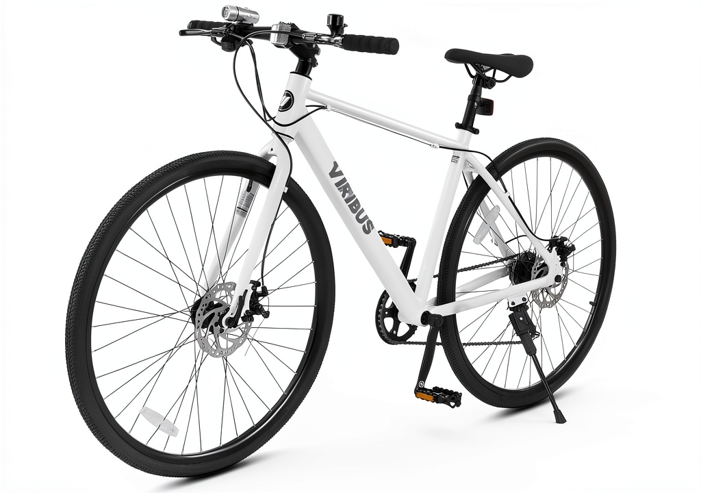 Viribus Hybrid 700C bike riding through a city street